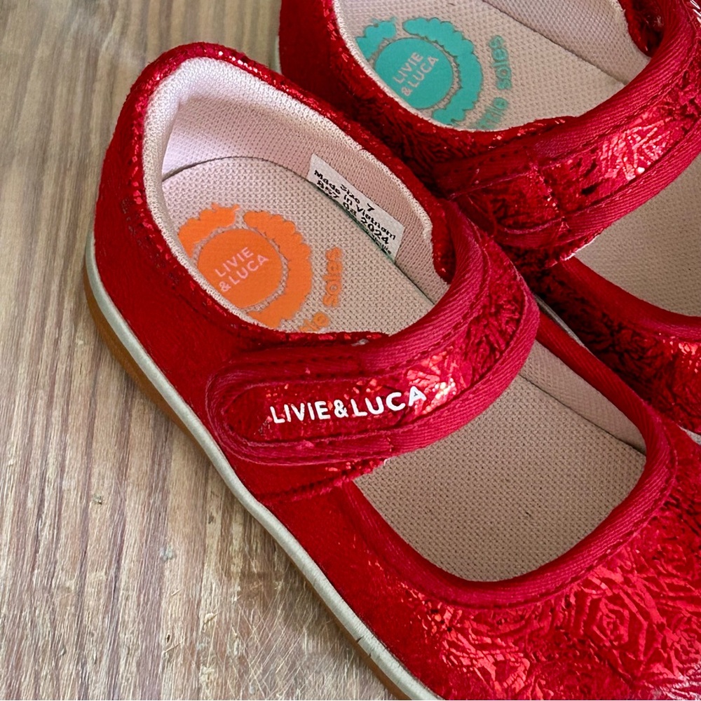 Livie & Luca Red Sparkle Mary Jane Shoes✨ - Picture 2 of 10
